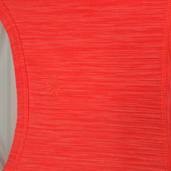 Athleta Women's Neon Orange Shadow Stripe Chi Tee- M - Picture 6 of 6